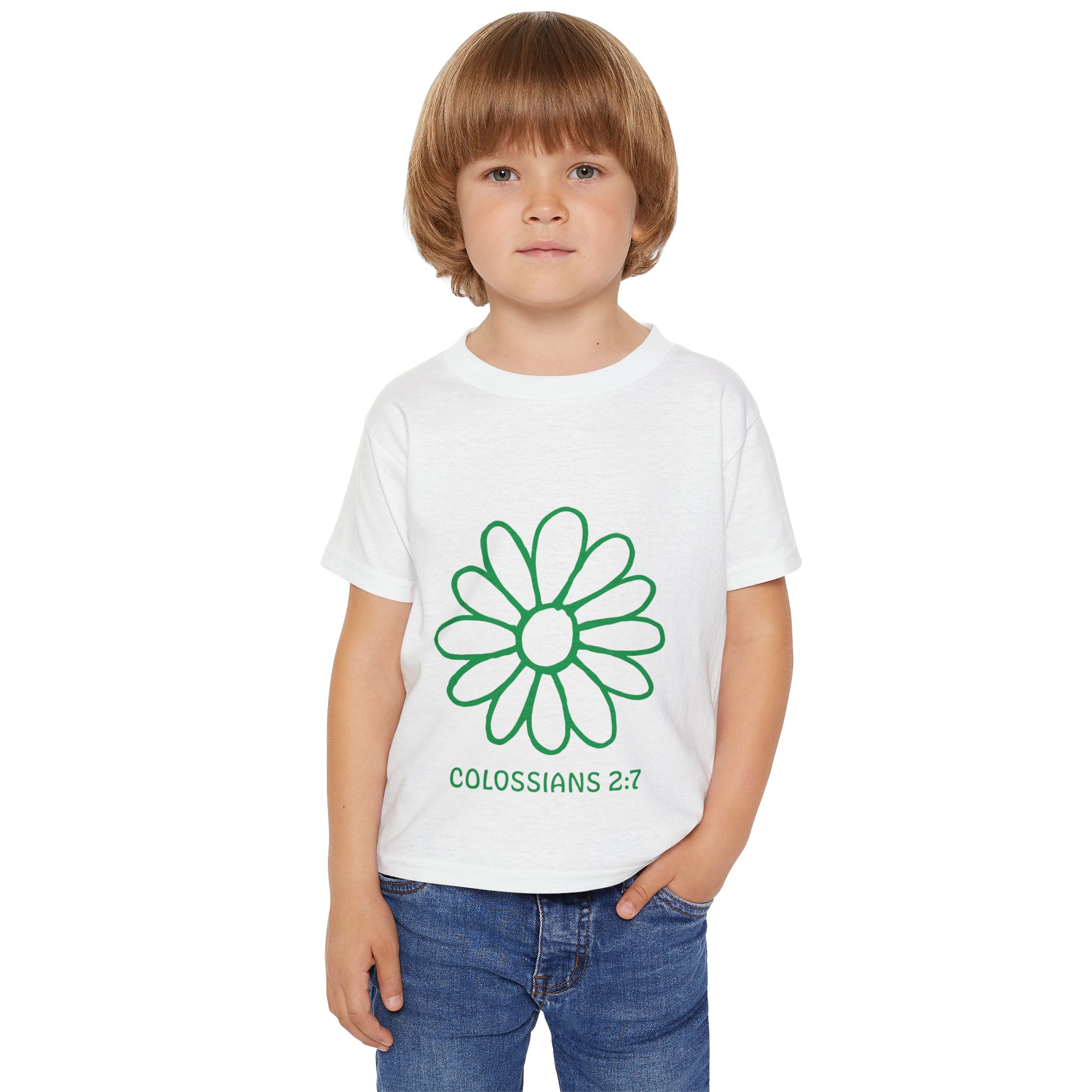 Toddler T‑Shirt — 'Grow' Daisy with Colossians 2:7 Kids Christian Tee