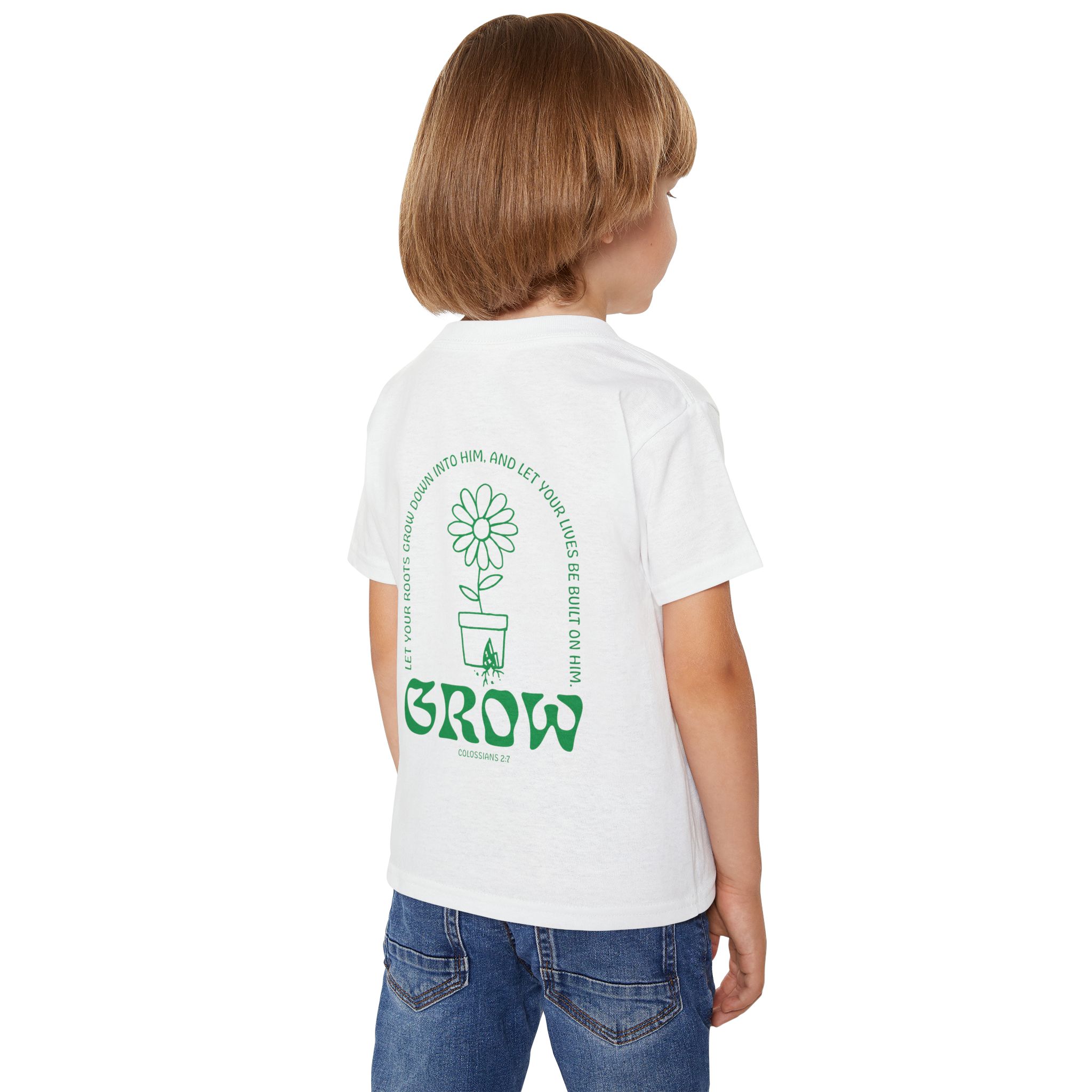 Toddler T‑Shirt — 'Grow' Daisy with Colossians 2:7 Kids Christian Tee